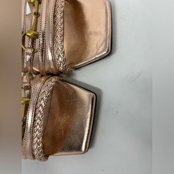 Gucci Ketty Horsebit Braided Metallic Sandals Pink size 38 EU 8 US - Picture 8 of 11